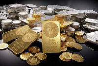 Золотые и серебряные слитки и монеты