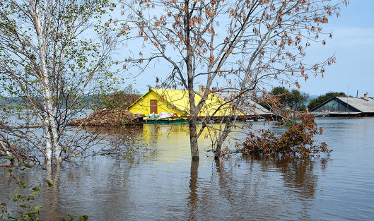 Затопленные паводковыми водами дома
