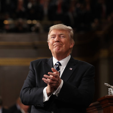 Президент США во время выступления перед палатами Конгресса в Вашингтоне, США. 28 февраля 2017 года