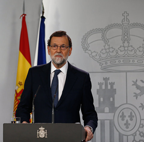 Премьер-министр Испании Мариано Рахой во время выступления. 11 октября 2017