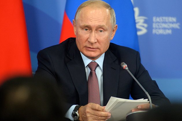 11 сентября 2018. Президент РФ Владимир Путин на пресс-конференции по итогам встречи с председателем КНР Си Цзиньпином на полях IV Восточного экономического форума на территории ДВФУ на острове Русский.