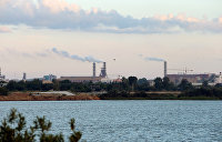 Вид на здания завода 1-го рудоуправления производителя калийных минеральных удобрений ОАО "Беларуськалий" в городе Солигорск