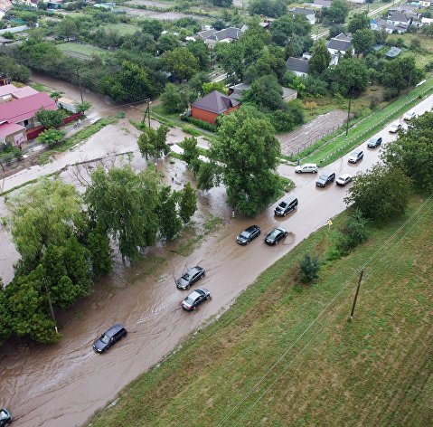 Затопление дорог в Краснодарском крае.