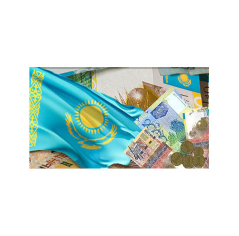 Флаг Казахстана и казахские деньги