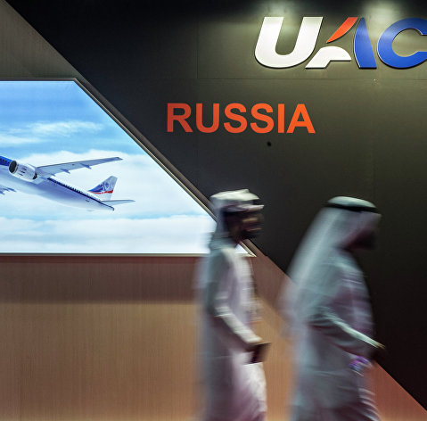 Стенд ПАО "Объединенная авиастроительная корпорация" на международной авиационно-космической выставке "Dubai Airshow-2015"