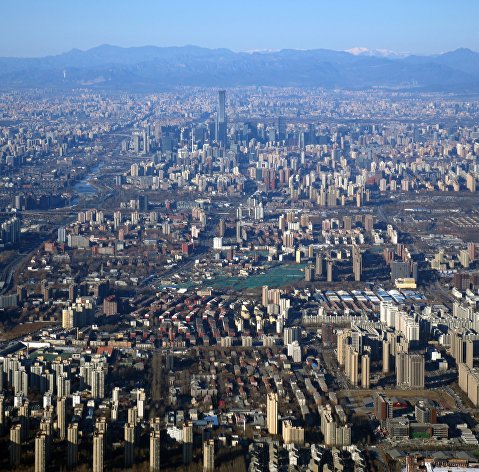 Вид на Пекин из самолета