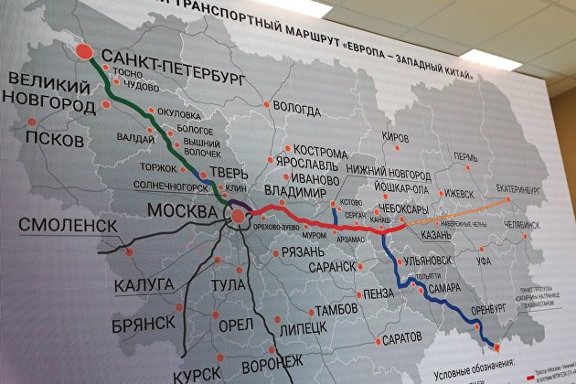 Схема международного транспортного маршрута "Европа  Западный Китай"