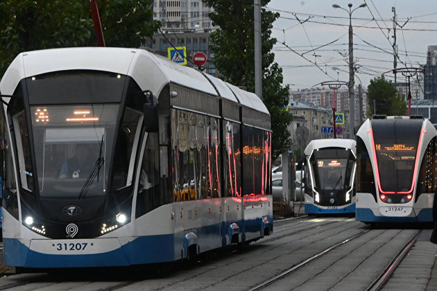 Трамваи в российском городе