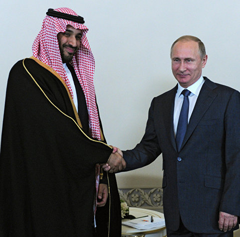 *Президент России Владимир Путин и преемник Наследного принца, министр обороны Саудовской Аравии Мухаммед Бен Сальман *Президент России Владимир Путин и преемник Наследного принца, министр обороны Саудовской Аравии Мухаммед Бен Сальман