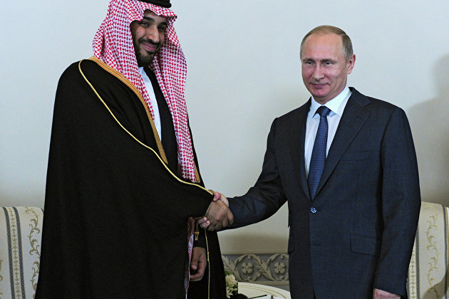 *Президент России Владимир Путин и преемник Наследного принца, министр обороны Саудовской Аравии Мухаммед Бен Сальман