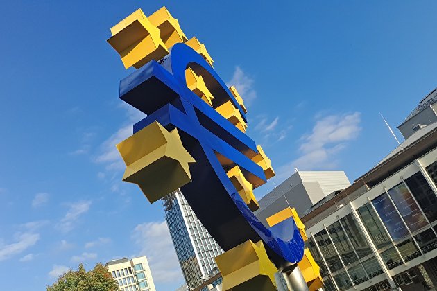 Лого Европейского Центрального Банка, Франкфурт, Германия Лого Европейского Центрального Банка, Франкфурт, Германия