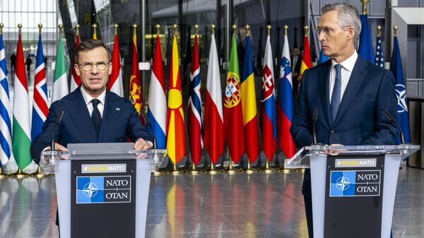 Пресс-конференция генерального секретаря НАТО Йенса Столтенберга и премьер-министра Швеции Ульфа Кристерссона