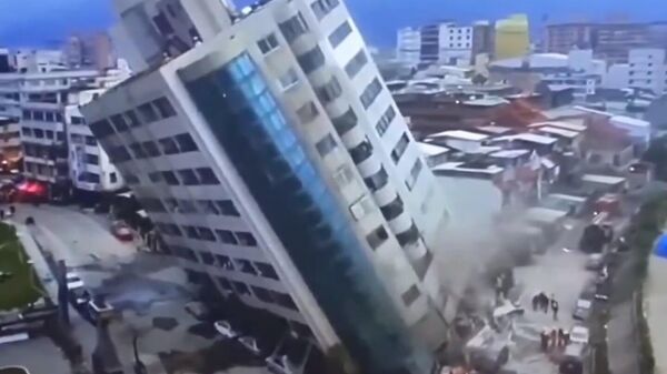Последствие землетрясения на Тайване. Скриншот видео