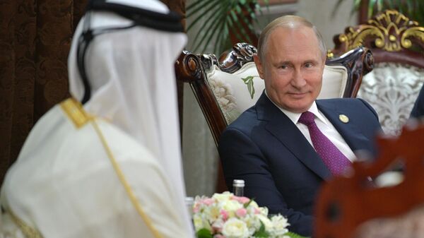 Президент РФ Владимир Путин во время встречи с эмиром Катара Тамимом бен Хамадом Аль Тани. Архивное фото