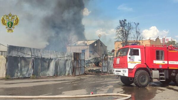 Место пожара в рабочем поселке Новоивановское в Одинцовском городском округе Московской области