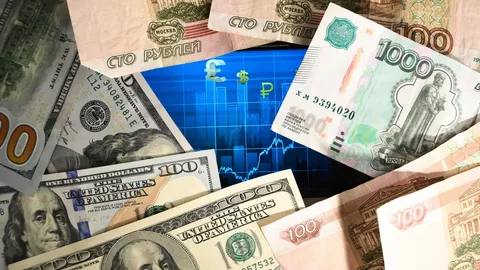 Денежные купюры Банка России и долларов США