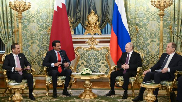 Встреча президента РФ Владимира Путина и эмира Катара Тамима бен Хамада Аль Тани