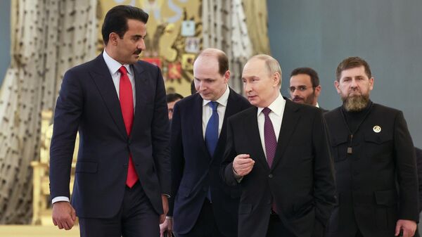 Встреча президента РФ Владимира Путина и эмира Катара Тамима бен Хамада Аль Тани