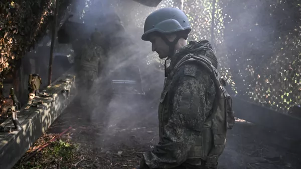 Боевая работа гаубицы Гиацинт-Б группировки войск Центр на Красноармейском направлении СВО