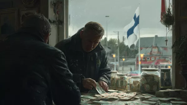 Иллюстрация серого пункта обмена рублей в Финляндии
