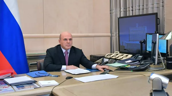 Председатель правительства РФ Михаил Мишустин проводит совещание с членами кабинета министров РФ в режиме видеоконференции