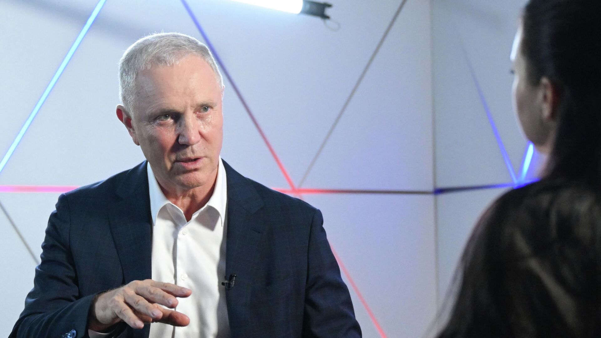 Губернатор Херсонской области Владимир Сальдо во время интервью агентству РИА Новости в Международном мультимедийном пресс-центре Россия сегодня в Москве - ПРАЙМ, 1920, 05.08.2025