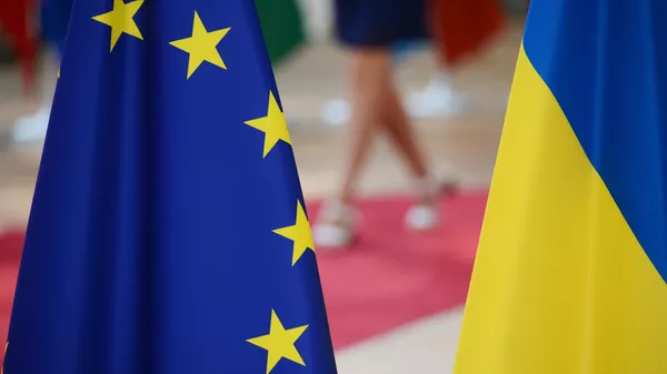 Флаги Украины и Европейского союза