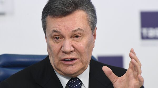 Бывший президент Украины Виктор Янукович на пресс-конференции в Москве. 2 марта 2018