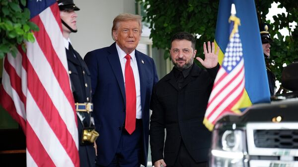 Президент США Дональд Трамп встречает в Вашингтоне Владимира Зеленского, прибывшего в США на встречу