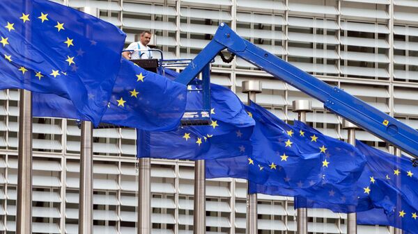 Флаги ЕС в Брюсселе