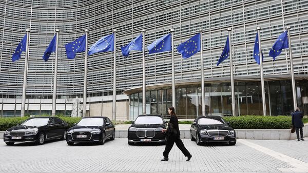 Флаги ЕС в Брюсселе