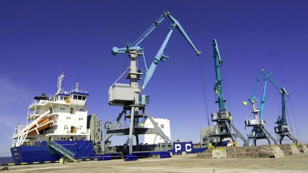 На территории универсального перегрузочного комплекса в морском торговом порту Усть-Луга