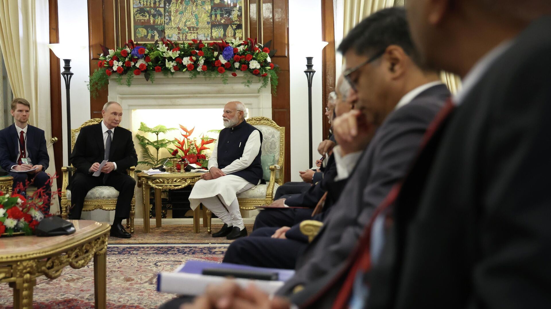 Президент РФ Владимир Путин и премьер-министр Индии Нарендра Моди во время встречи в Нью-Дели - ПРАЙМ, 1920, 05.12.2025