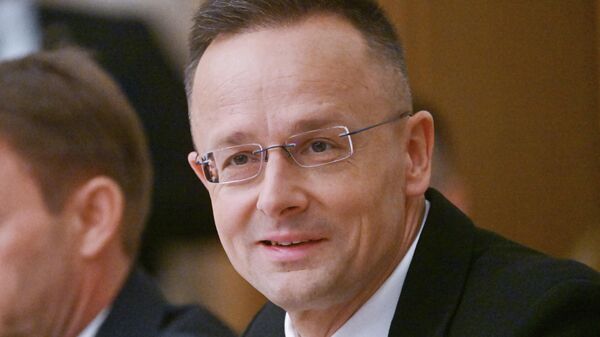 Министр иностранных дел Венгрии Петер Сийярто на 16-ом заседании Российско-Венгерской межправительственной комиссии по экономическому сотрудничеству. 9 декабря 2025