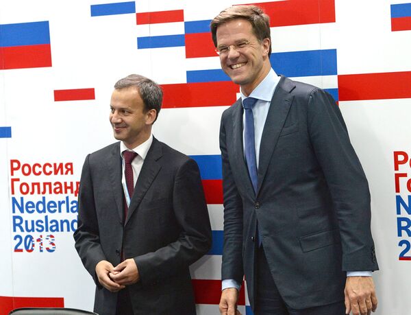Вице-премьер правительства РФ Аркадий Дворкович и премьер-министр Нидерландов Марк Рютте