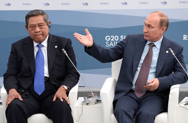 Президент Индонезии Сусило Бамбанг Юдойоно и Президент Российской Федерации Владимир Путин