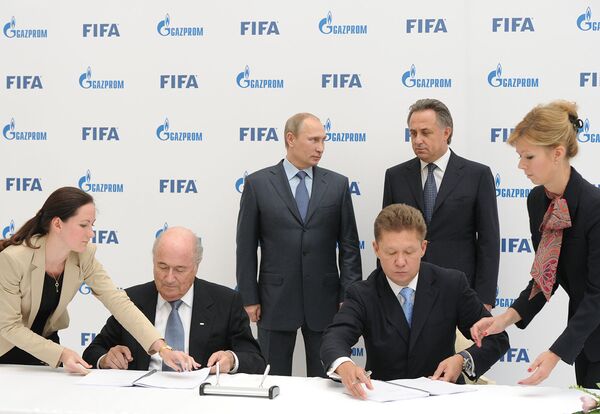 Подписание партнерского соглашения между ФИФА и Газпромом