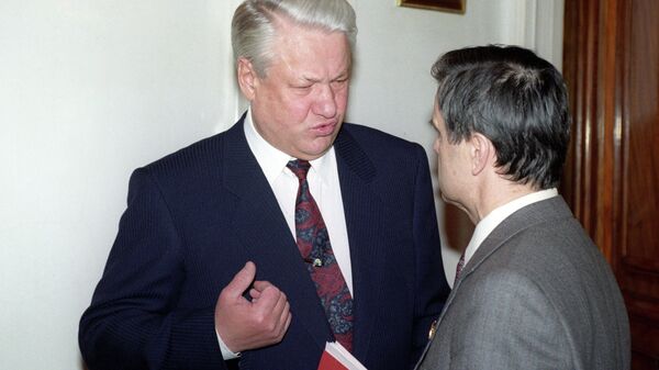 Президент РФ Борис Николаевич Ельцин и Председатель Верховного Совета РФ Руслан Имранович Хасбулатов