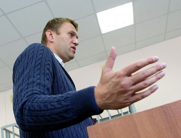 Оппозиционный политик Алексей Навальный на судебном заседании