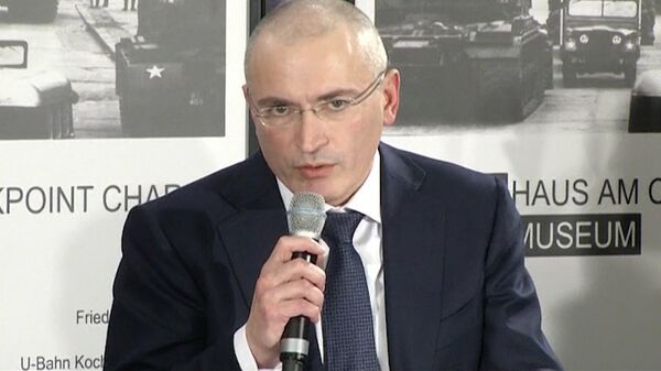 Экс-глава ЮКОСа Михаил Ходорковский на пресс-конференции в Берлине 22 декабря