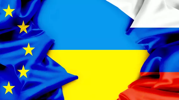 Флаги Евросоюза Украины и России