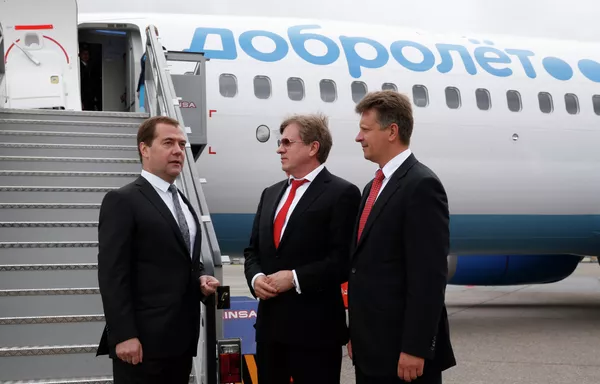 Д.Медведев принял участие в отправке первого рейса авиакомпании Добролет