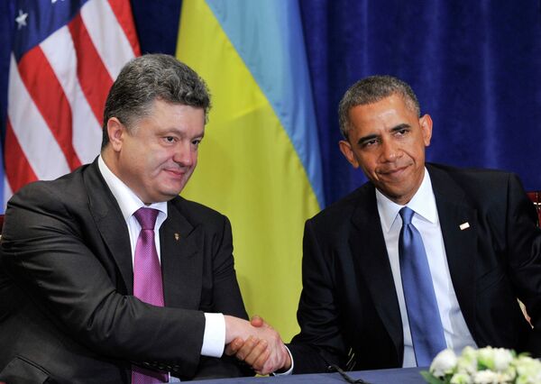 Президент США Барак Обама и президент Украины Петр Порошенко