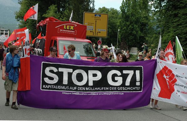 #Акция протеста против саммита G-7 в Гармиш-Партенкирхене