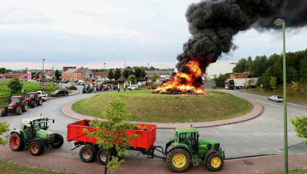 Акция протеста фермеров в Бельгии