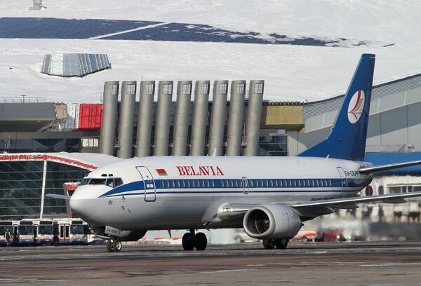 %Boeing 737авиакомпании Белавиа в аэропорту Внуково