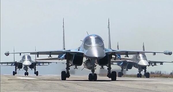 *Вылет первой группы самолетов ВКС с авиабазы Хмеймим в пункты постоянного базирования на территории России