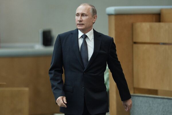 Президент России Владимир Путин на пленарном заседании Государственной думы РФ. 22 июня 2016