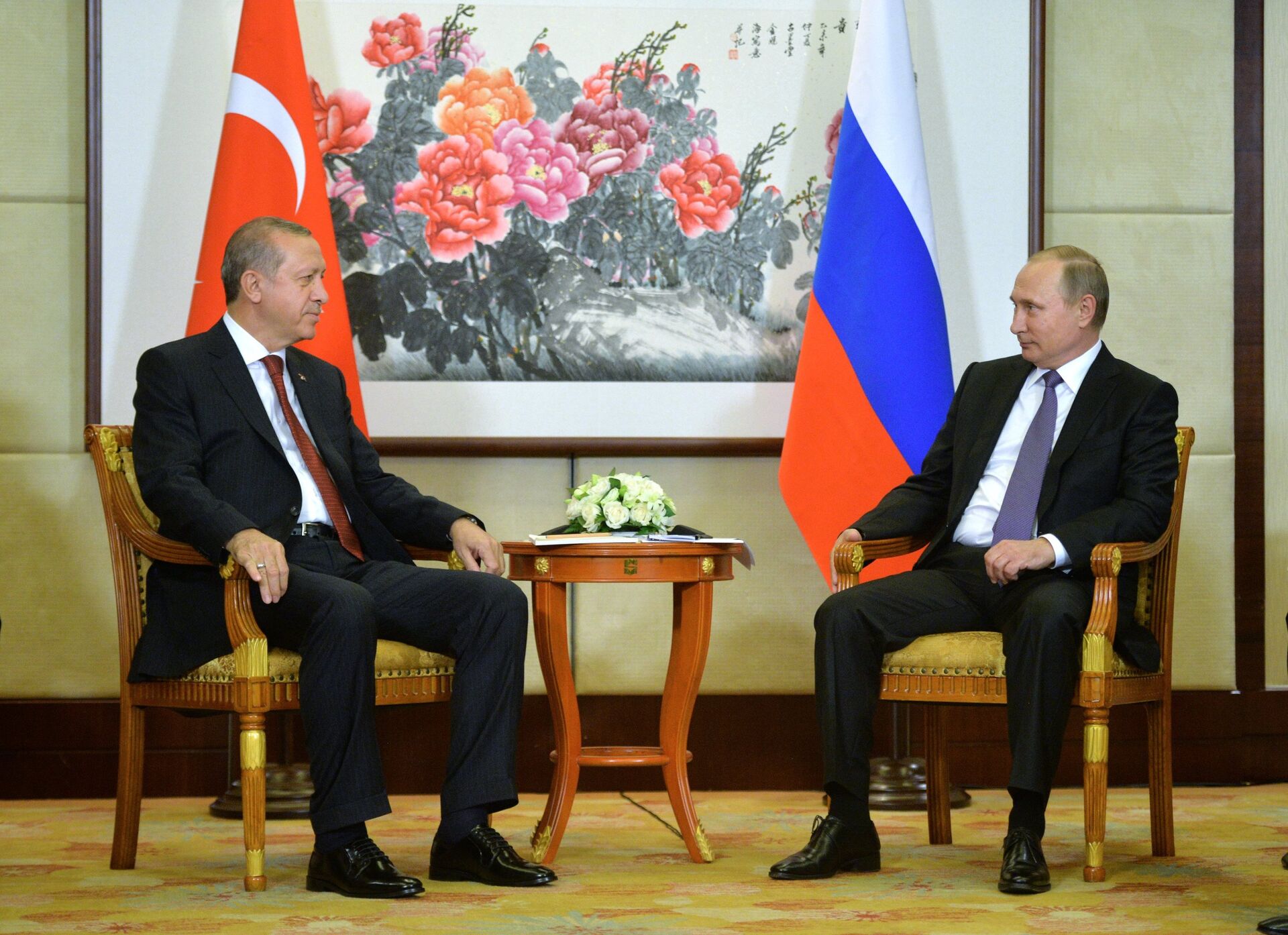 Владимир Путин во время встречи с президентом Турецкой Республики Эрдоганом - ПРАЙМ, 1920, 11.07.2022