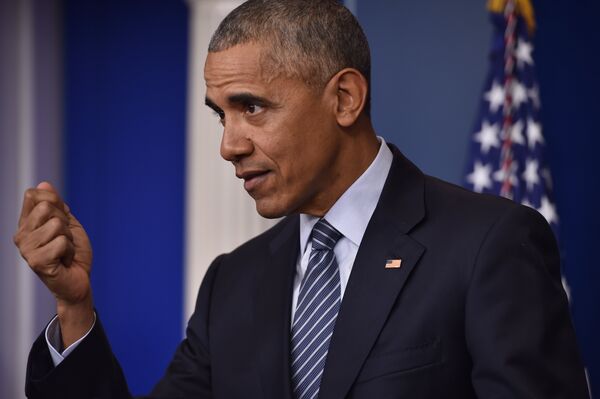 Президент США Барак Обама во время пресс-конференции в Вашингтоне